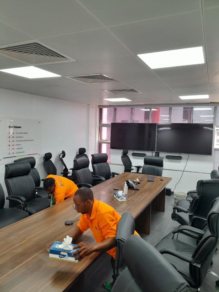 April Facility Management team providing cleaning services in Abuja